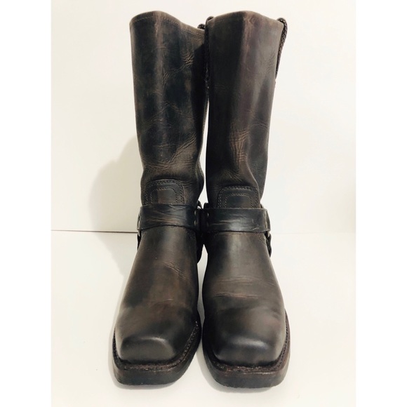 Frye Harness Boots Nubuck Oiled Leather Brown 8 - Picture 4 of 15